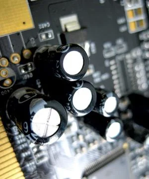 Electronic board with electrical components. Electronics of computer equipmen Stock Photos