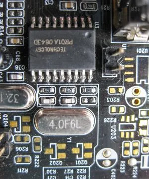 Electronic board with electrical components. Electronics of computer equipmen Foto stock