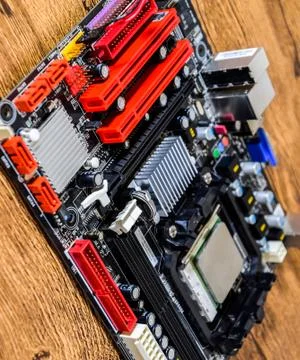 Electronic board with electrical components. Electronics of computer equipmen Stock Photos