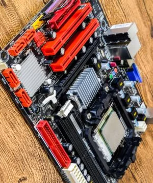 Electronic board with electrical components. Electronics of computer equipmen Stock Photos