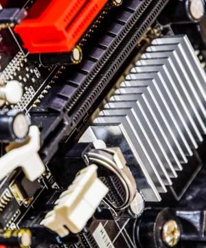 Electronic board with electrical components. Electronics of computer equipmen Stock Photos
