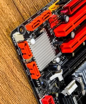 Electronic board with electrical components. Electronics of computer equipmen Stock Photos