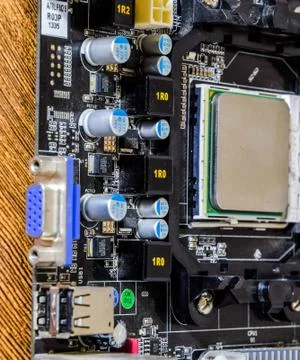 Electronic board with electrical components. Electronics of computer equipmen Stock Photos