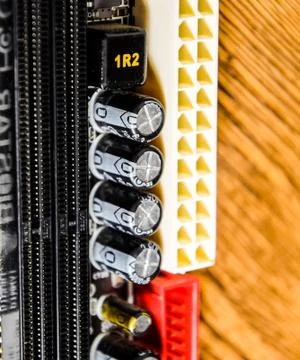 Electronic board with electrical components. Electronics of computer equipmen Stock Photos