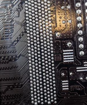 Electronic board with electrical components. Electronics of computer equipmen Stock Photos