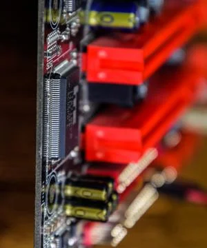 Electronic board with electrical components. Electronics of computer equipmen Stock Photos
