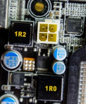 Electronic board with electrical components. Electronics of computer equipmen Foto stock