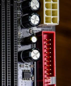 Electronic board with electrical components. Electronics of computer equipmen Stock Photos