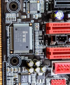 Electronic board with electrical components. Electronics of computer equipmen Stock Photos