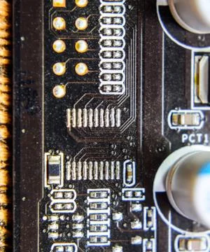 Electronic board with electrical components. Electronics of computer equipmen Stock Photos