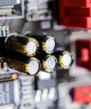 Electronic board with electrical components. Electronics of computer equipmen Stock Photos