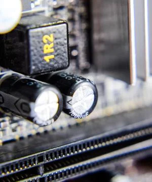 Electronic board with electrical components. Electronics of computer equipmen Foto stock