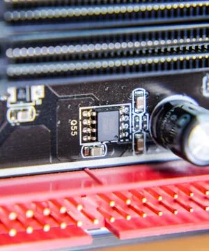 Electronic board with electrical components. Electronics of computer equipmen Stock Photos