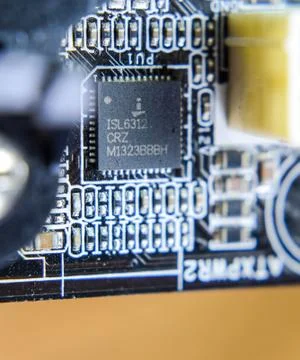 Electronic board with electrical components. Electronics of computer equipmen Stock Photos