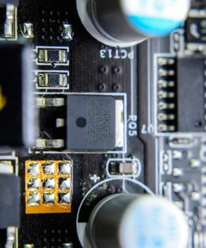 Electronic board with electrical components. Electronics of computer equipmen Stock Photos