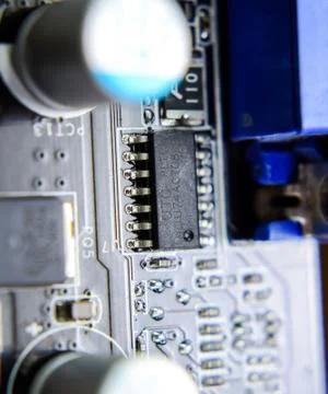 Electronic board with electrical components. Electronics of computer equipmen Stock Photos