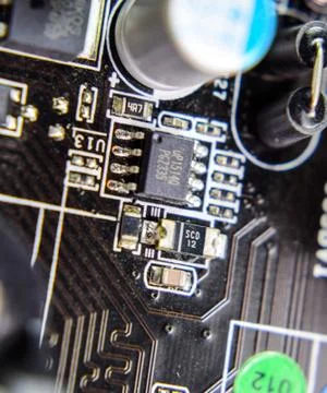 Electronic board with electrical components. Electronics of computer equipmen Stock Photos