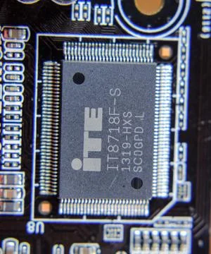 Electronic board with electrical components. Electronics of computer equipmen Foto stock