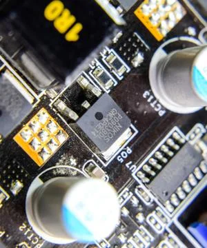 Electronic board with electrical components. Electronics of computer equipmen Stock Photos