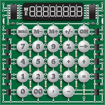 The electronic board in the form of a calculator. Stock Illustration