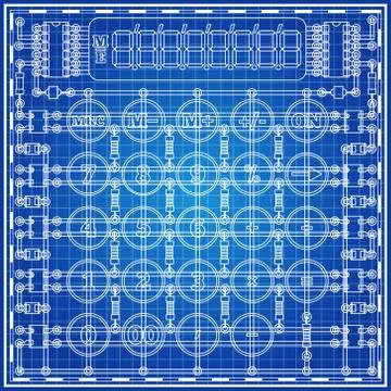 The electronic board in the form of a calculator. Illustrazione stock