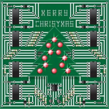 The electronic board in the form of a Christmas tree. Stock Illustration