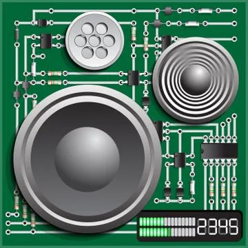 The electronic board in the form of loudspeakers Stock Illustration