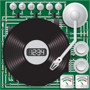 The electronic board in the form of a modern turntable. Stock Illustration
