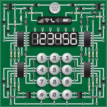 The electronic board in the form of a phone. Stock Illustration