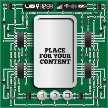 The electronic board in the form of a smartphone. Stock Illustration