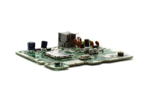 The electronic board is green from the computer isolated on a white backgroun Stock Photos