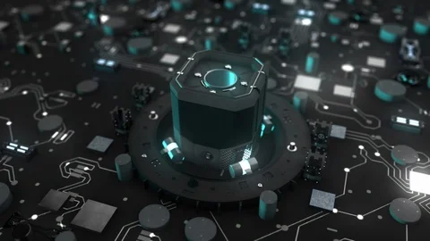 Electronic board in hardware cpu processor Stock Footage 121387823