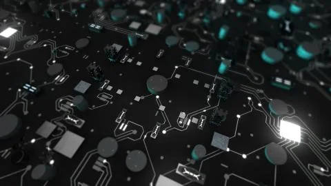 Electronic board in hardware cpu processor Closeup 写真素材