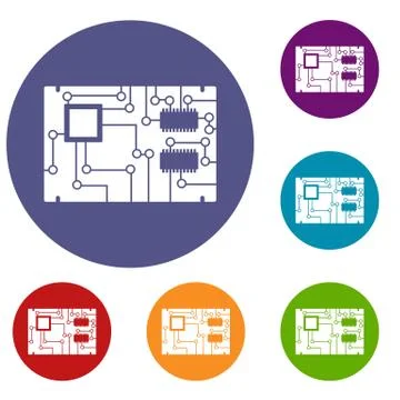 Electronic board icons set Stock Illustration