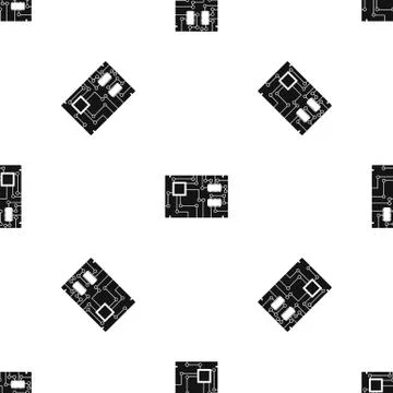 Electronic board pattern seamless black 스톡 일러스트