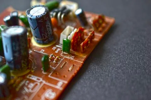 Electronic Board with radio elements close up Stock Photos