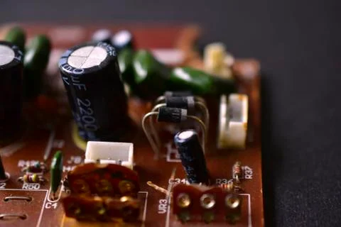 Electronic Board with radio elements close up Stock Photos
