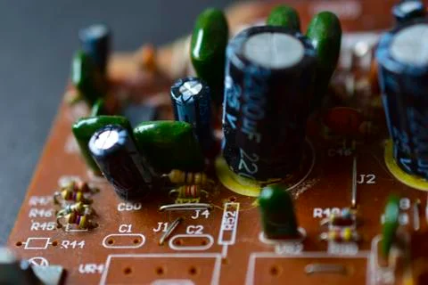 Electronic Board with radio elements close up Stock Photos