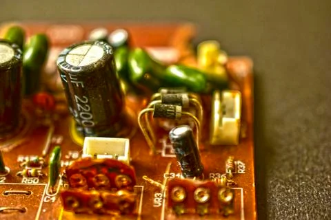 Electronic Board with radio elements close up Stock Photos