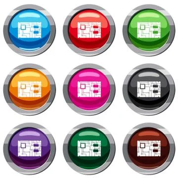 Electronic board set 9 collection Stock Illustration
