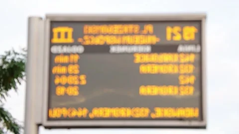Electronic board with the timetable for the movement of transport Stock Footage 163715326