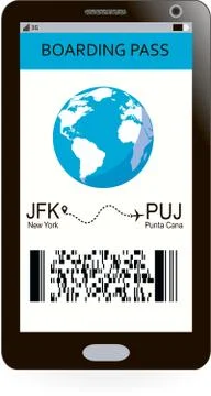 Electronic boarding pass on smartphone screen Stock-Illustration