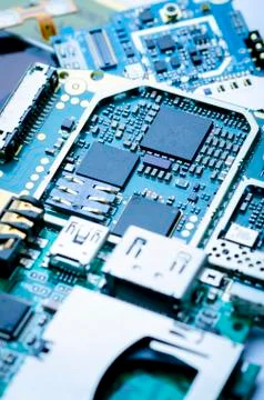 Electronic boards with chips Stock Photos