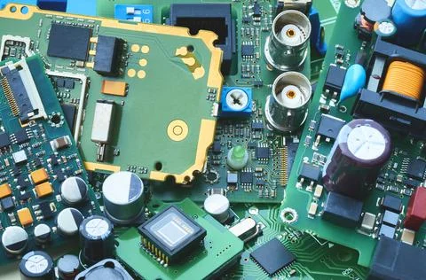 Electronic boards with microchips Stock Photos