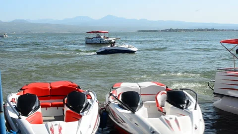 Electronic boats on the shore Stock Footage 156484541