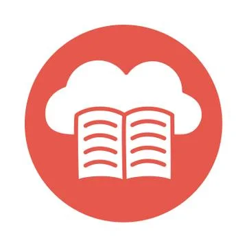 Electronic book with cloud computing education online block style Stock Illustration