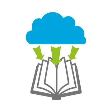 Electronic book with cloud computing Illustrazione stock