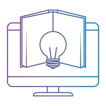 Electronic book with computer and bulb Stock Illustration