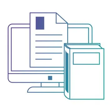 Electronic book with computer and document Stock Illustration
