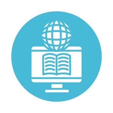 Electronic book in desktop and browser education online block style イラスト素材